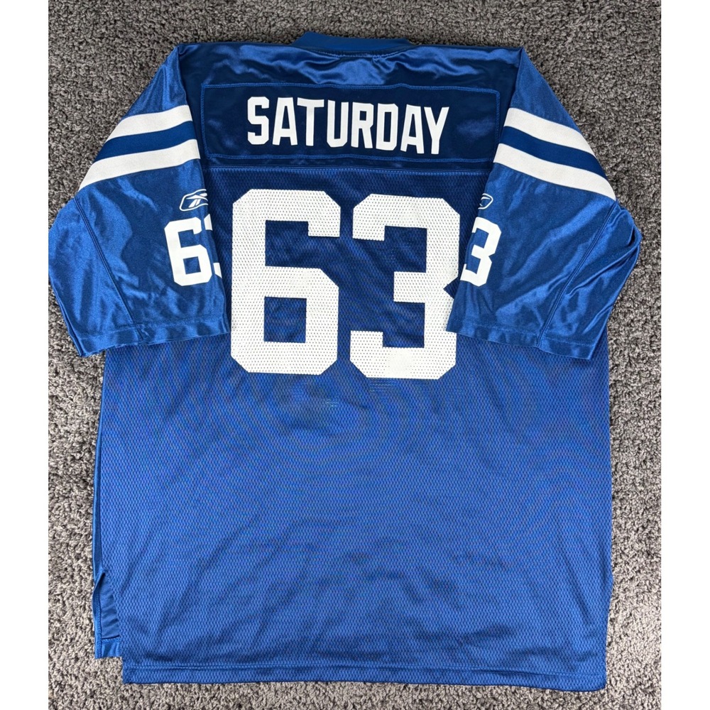 Reebok NFL Indianapolis Colts Jeff Saturday 63 Jersey Blue Mens XXL 7009A 07